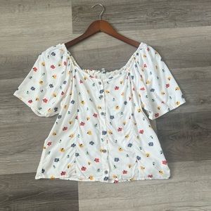 Madewell confetti floral smocked back top large
